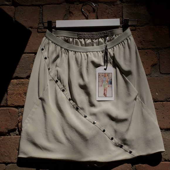 [New] Rick Owens Asymmetrical Oyster/Silver Grey Cupro Skirt